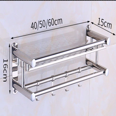不銹鋼免打孔衛生間浴室廁所置物架子洗澡間廚房墻上墻壁收納架