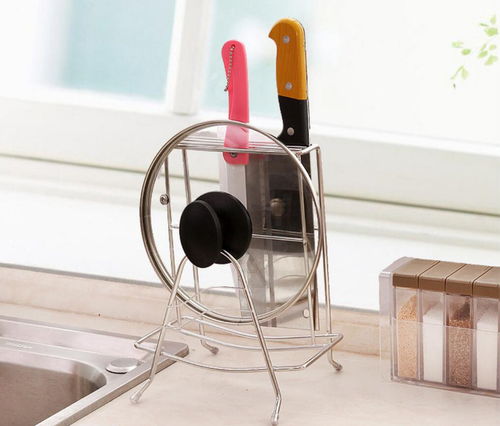 不銹鋼多功能廚房用品砧板菜刀架廚房落地刀架置物架 中號